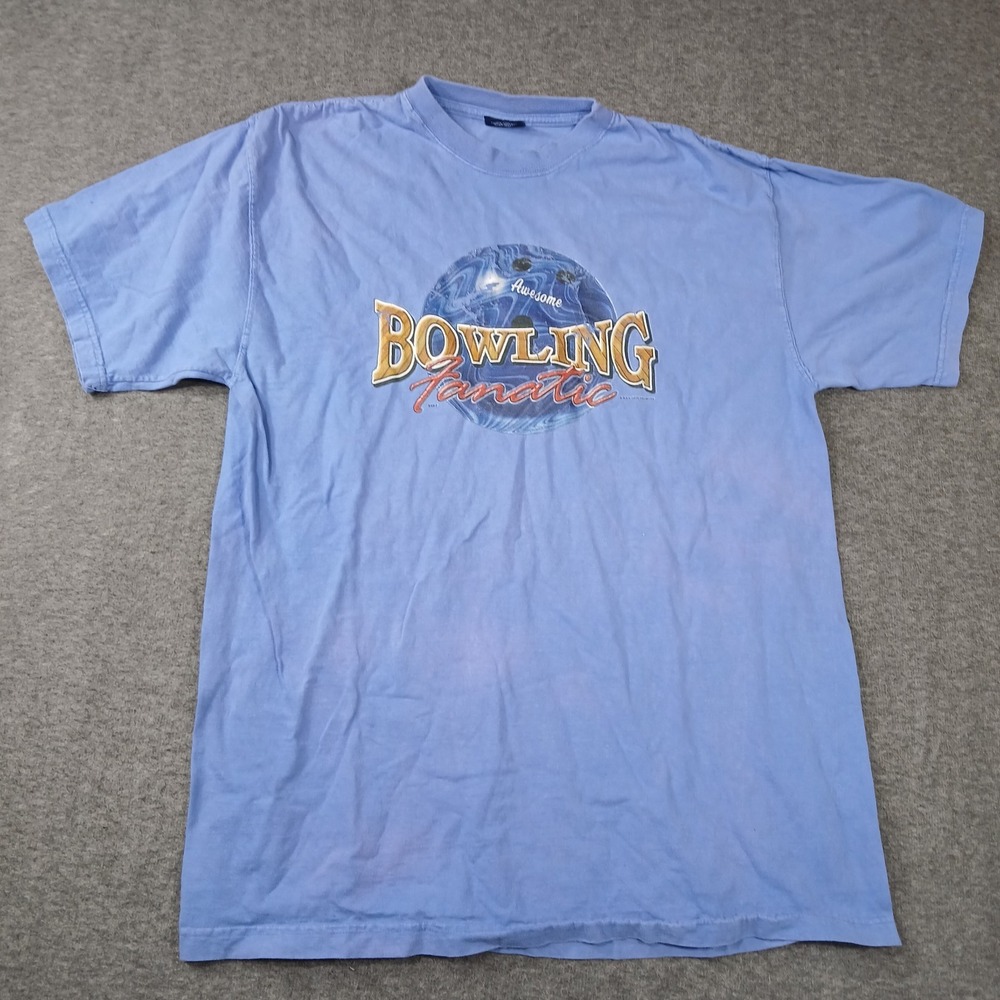 WGT T-Shirt Mens XL Blue Awesome Bowling Fanatic Graphic Short Sleeve Tee